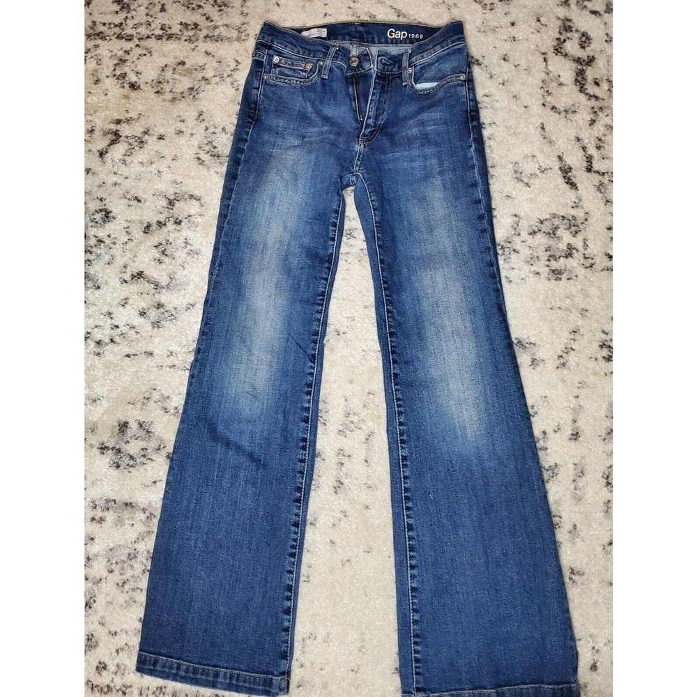 Gap 1969 Authentic Flare Mid Rise Jeans-Dark Wash/Sz 26s (26x29.5)
